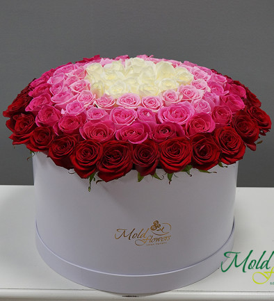 Box with 101 Ombre Roses (made to order, 10 days) photo 394x433